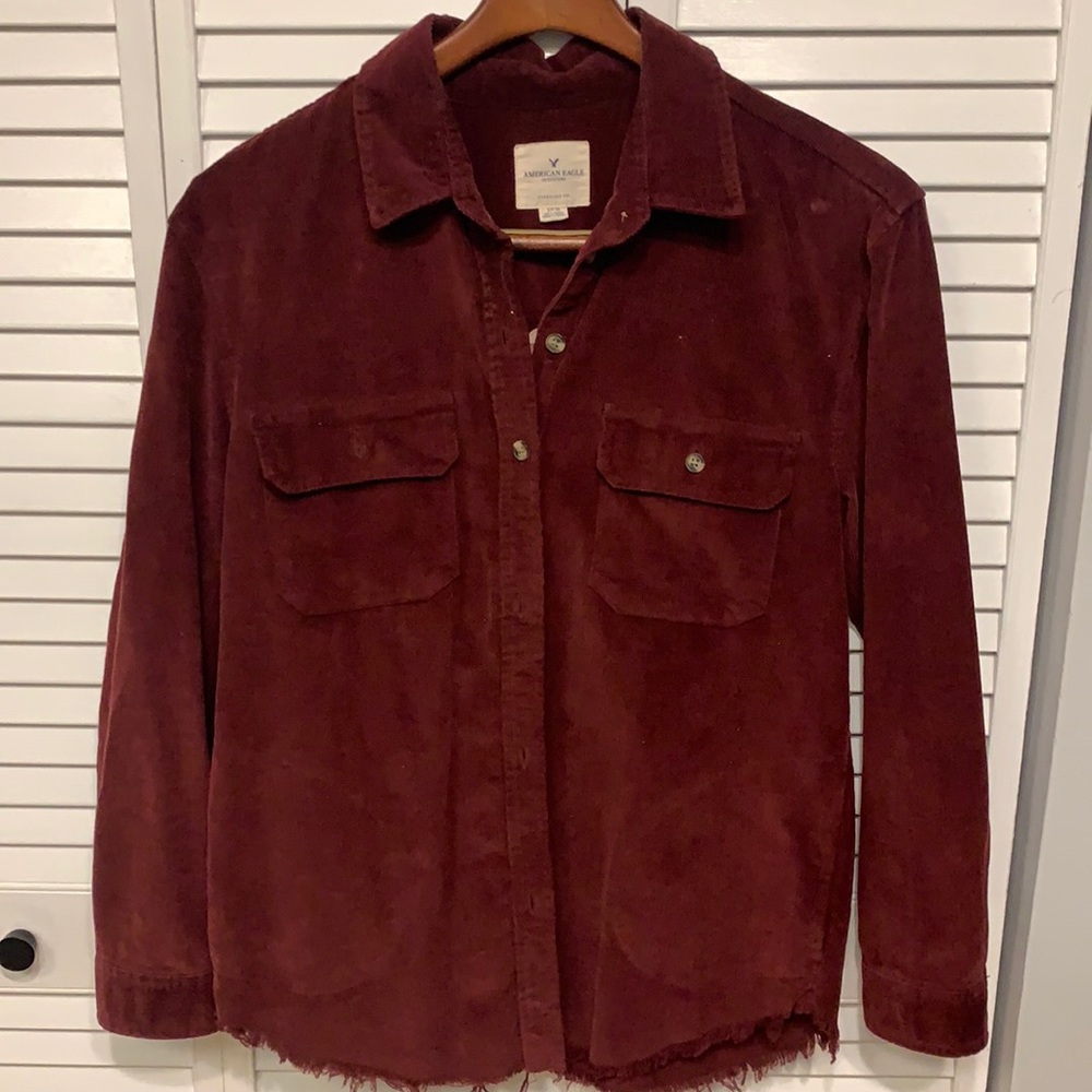 Burgundy corduroy button up